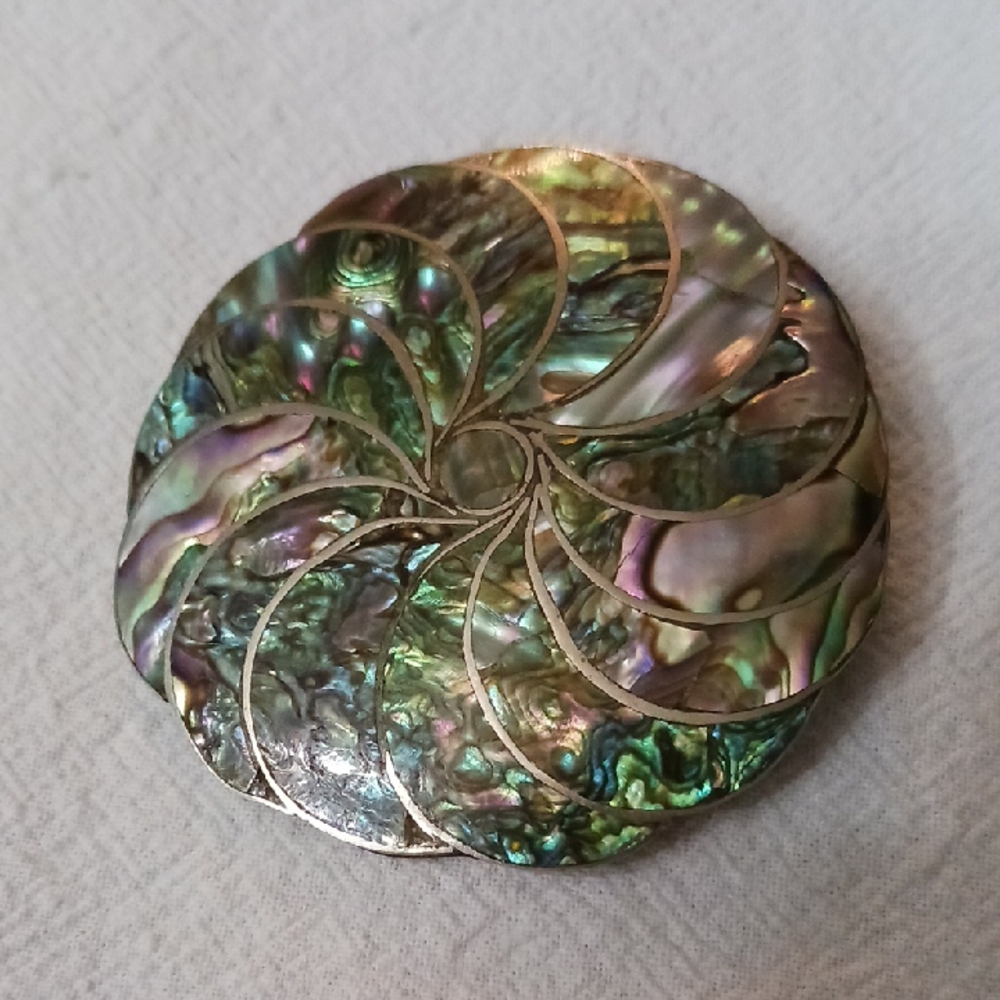 Abalone Iridescent Swirl Brooch with pendant loop
